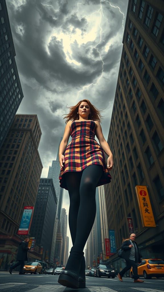 Confident Woman Dominates Urban Skyscrapers in a Gritty, Act...