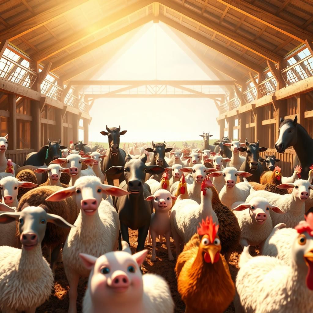 Lively Barnyard Scene in Detailed 3D Digital Art