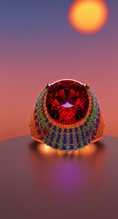 "A Ring With Sunset Colored Gems"