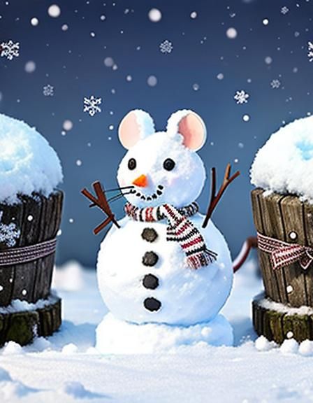 Mice Building a Snowman