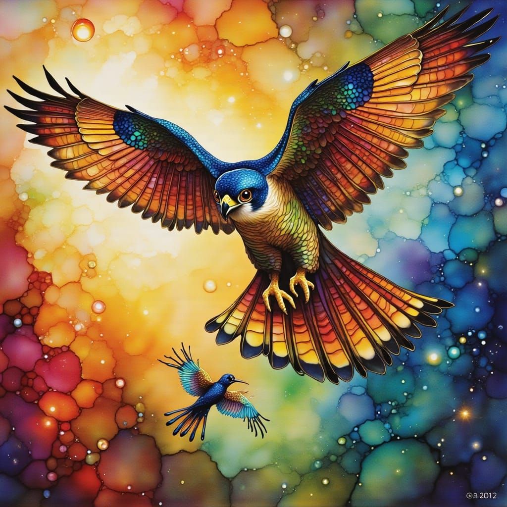 Peregrine Falcon Mid-Strike: Wildlife Illustration