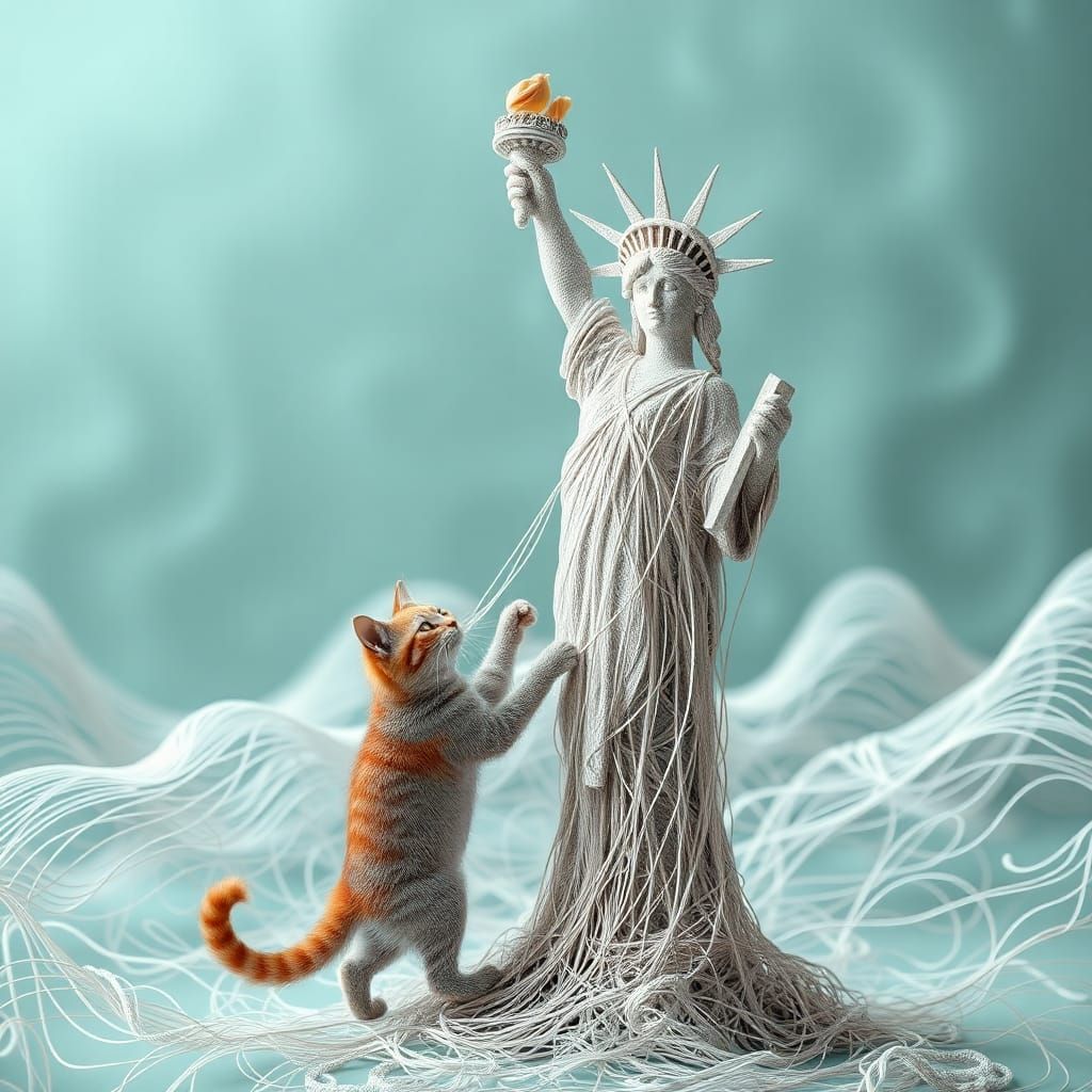 String Statue of Liberty with Zentangle Background