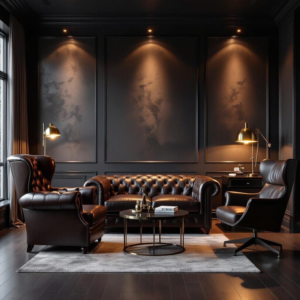 Luxurious Interior with Chesterfield Armchair in Photorealis...