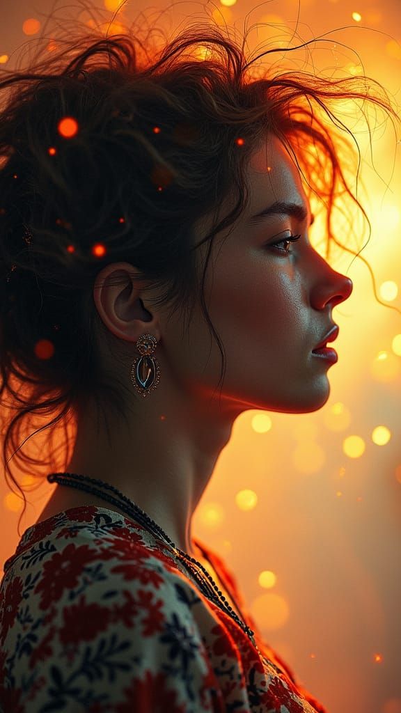 Dreamlike Metal Bar Artist with Messy Hair