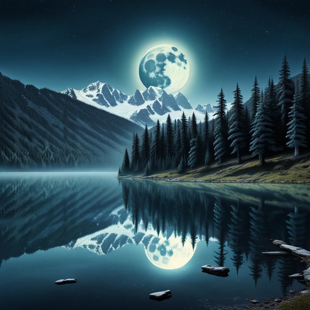 Binary Code Dream: Moonlit Lake