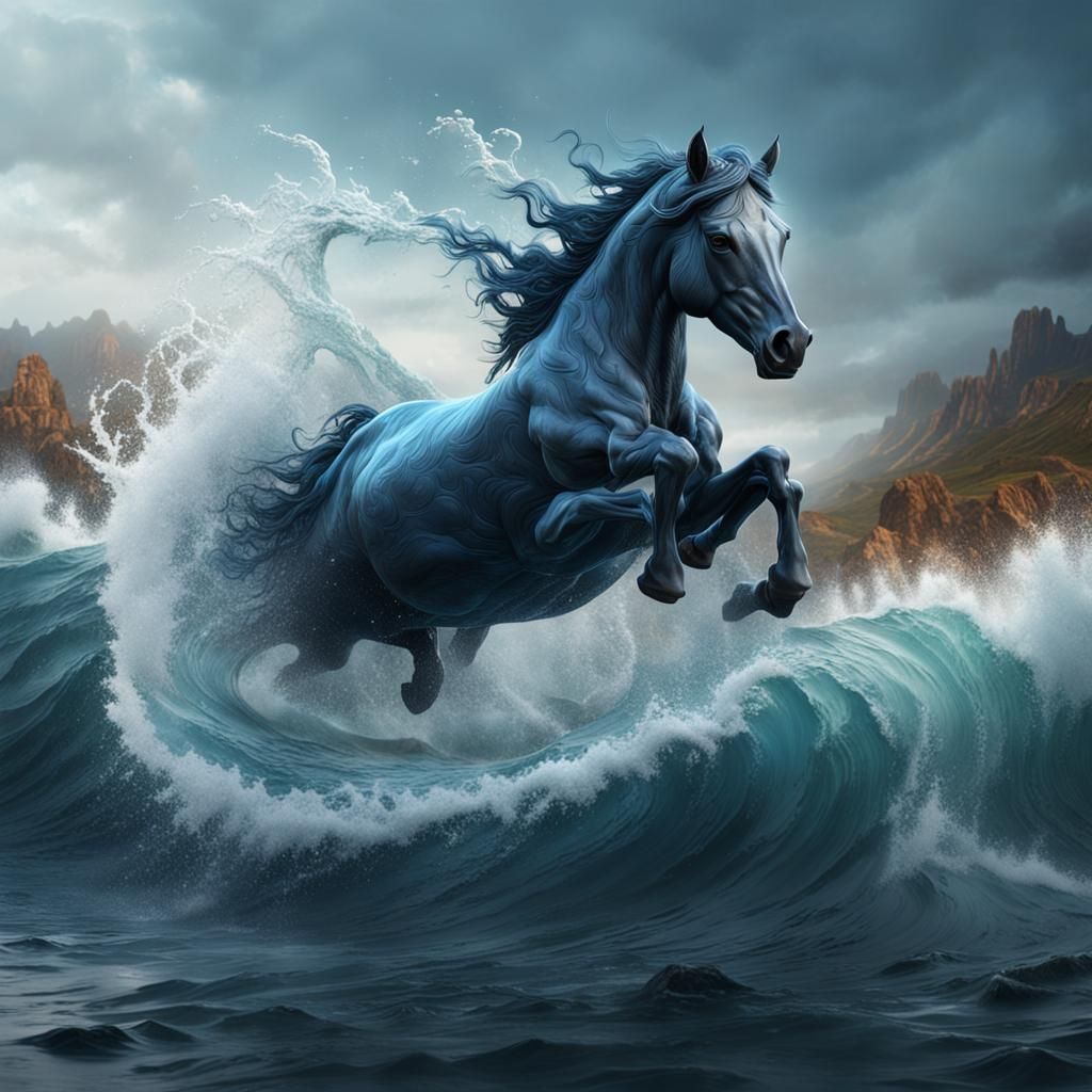 Majestic Water Horse: Detailed Fantasy Art
