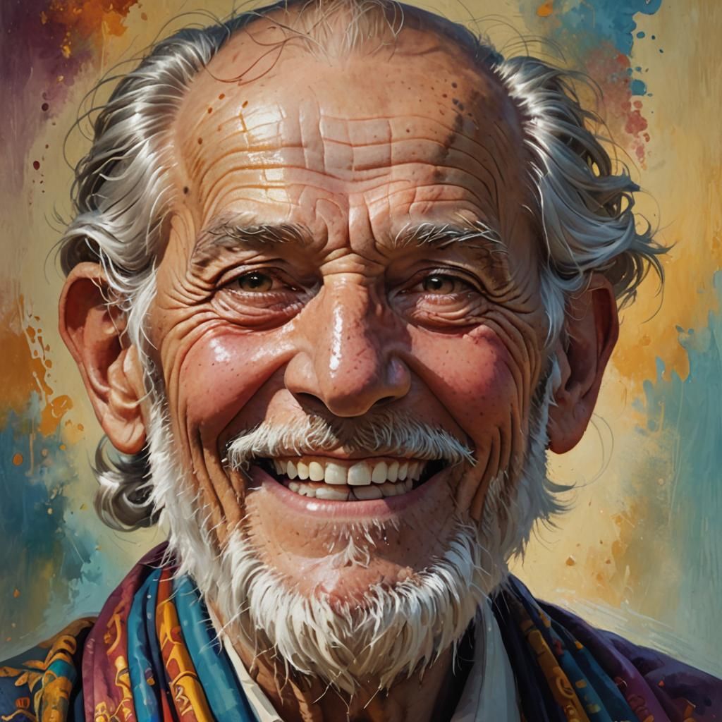 Wise Old Man Portrait in Hyperrealistic Style