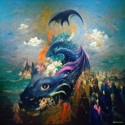 Gothic Dragon with Soul Eyes, Nihonga Oil Painting