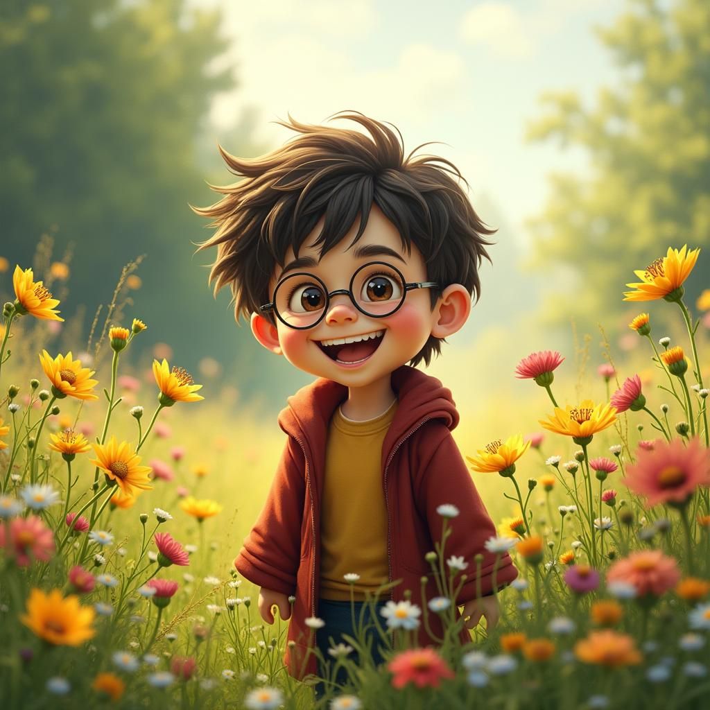 Harry Potter in Sunny Meadow, Impressionist Style