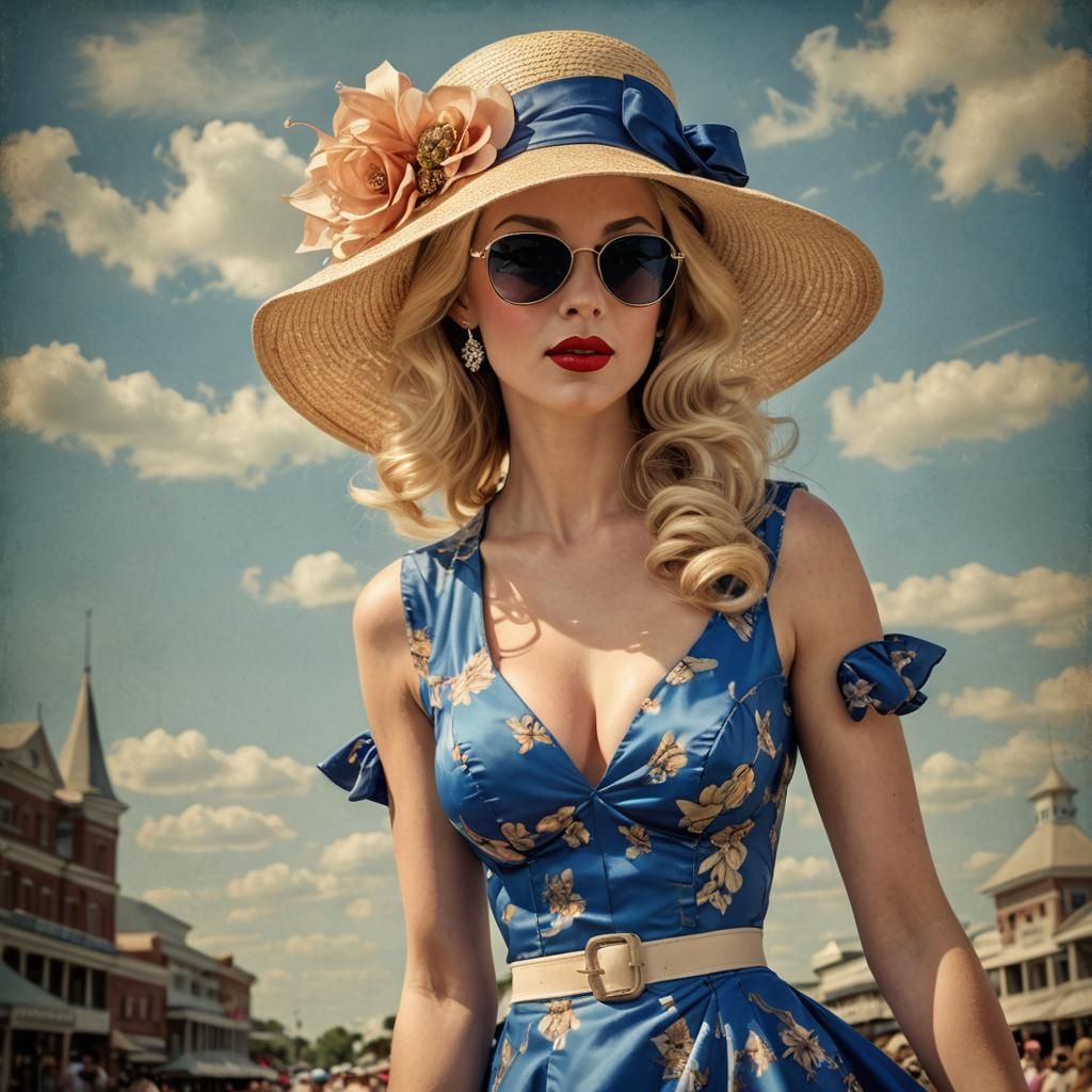Kentucky Derby Pin-Up Art in Hyperrealistic Style