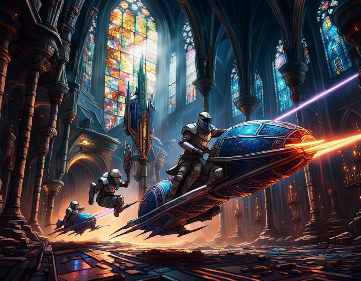 Sci-Fi Knights Pod Race in Space Castle