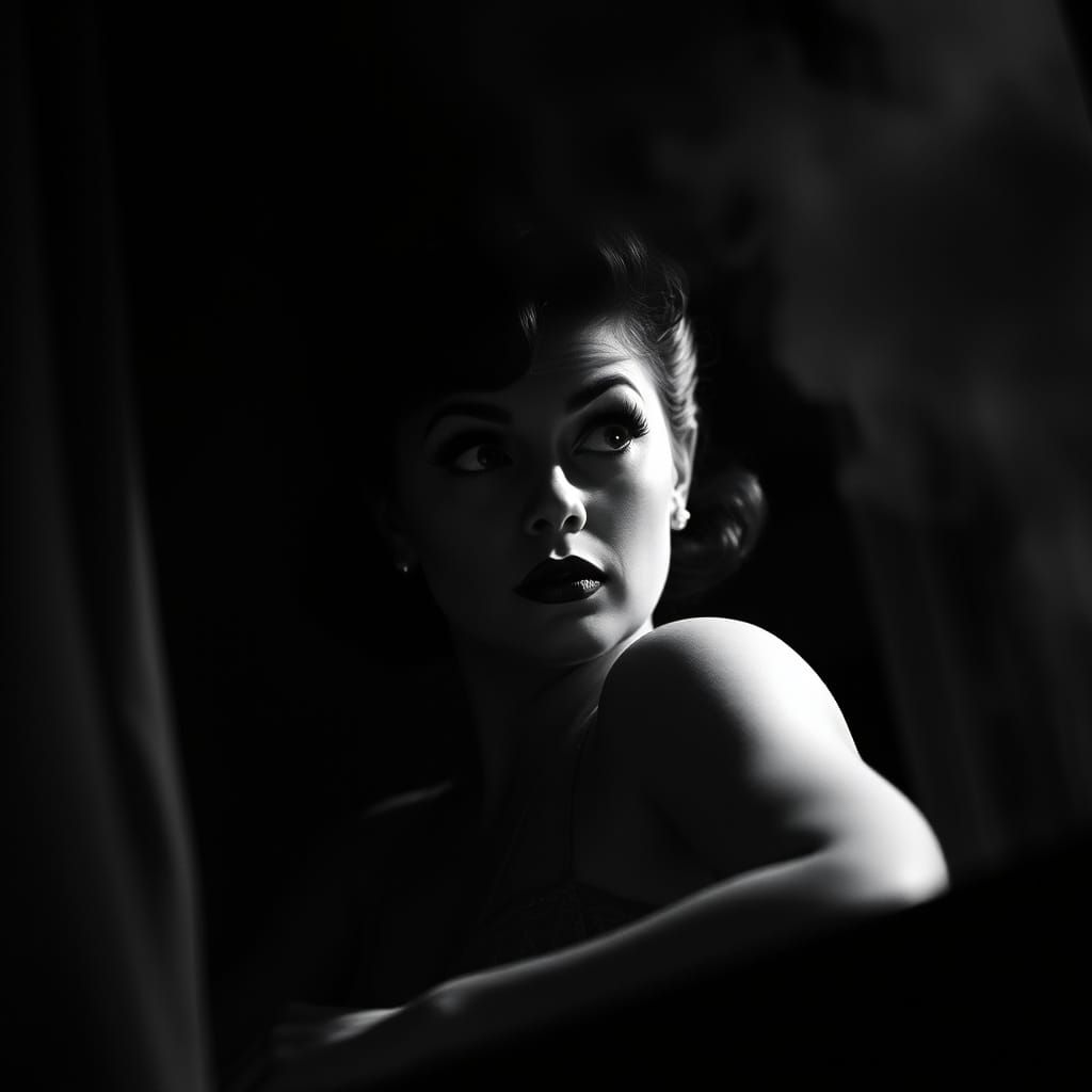 Judy Garland: Film Noir Portrait in Hitchcock Style