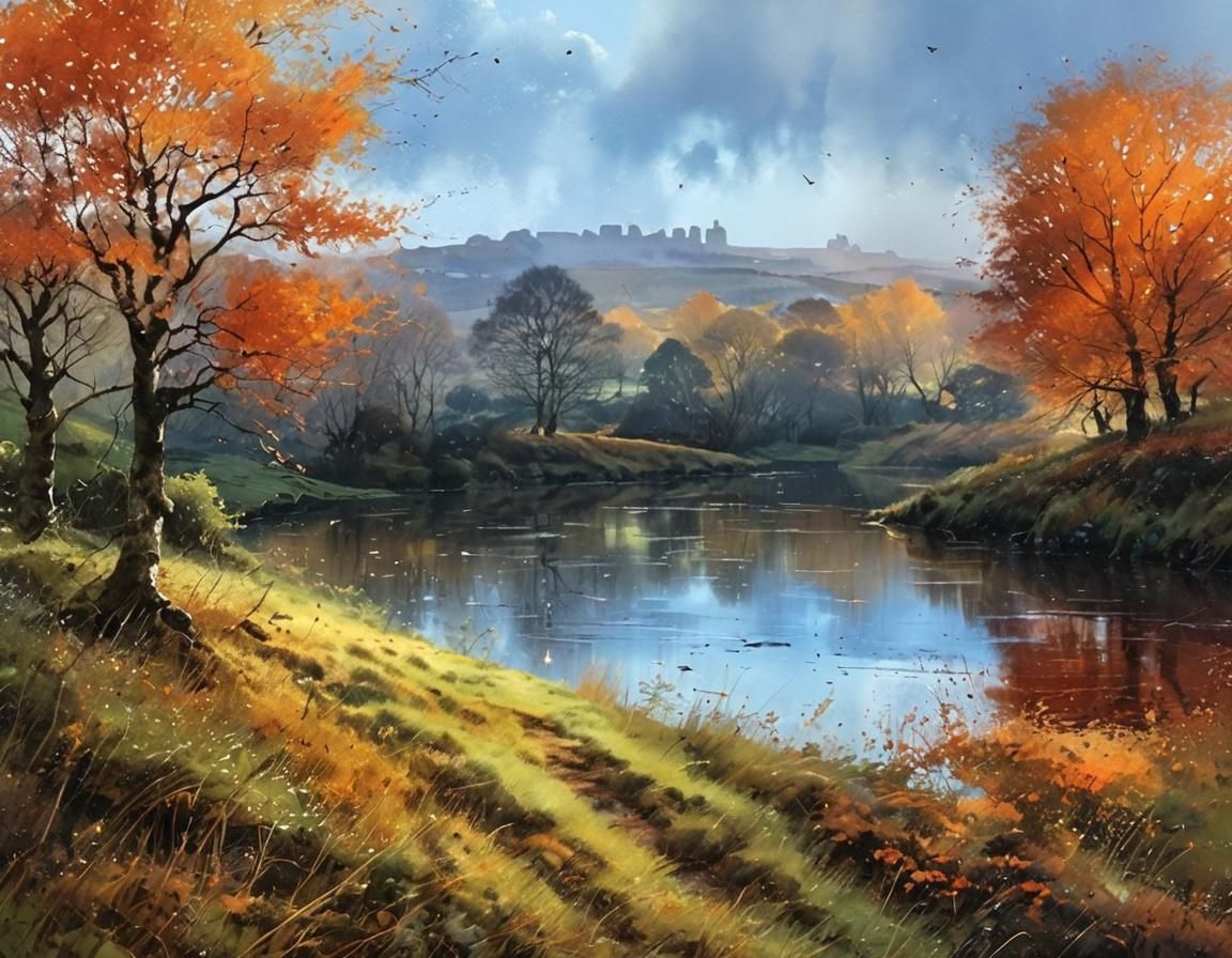 Scottish Autumn Landscape Shines in Evening Light