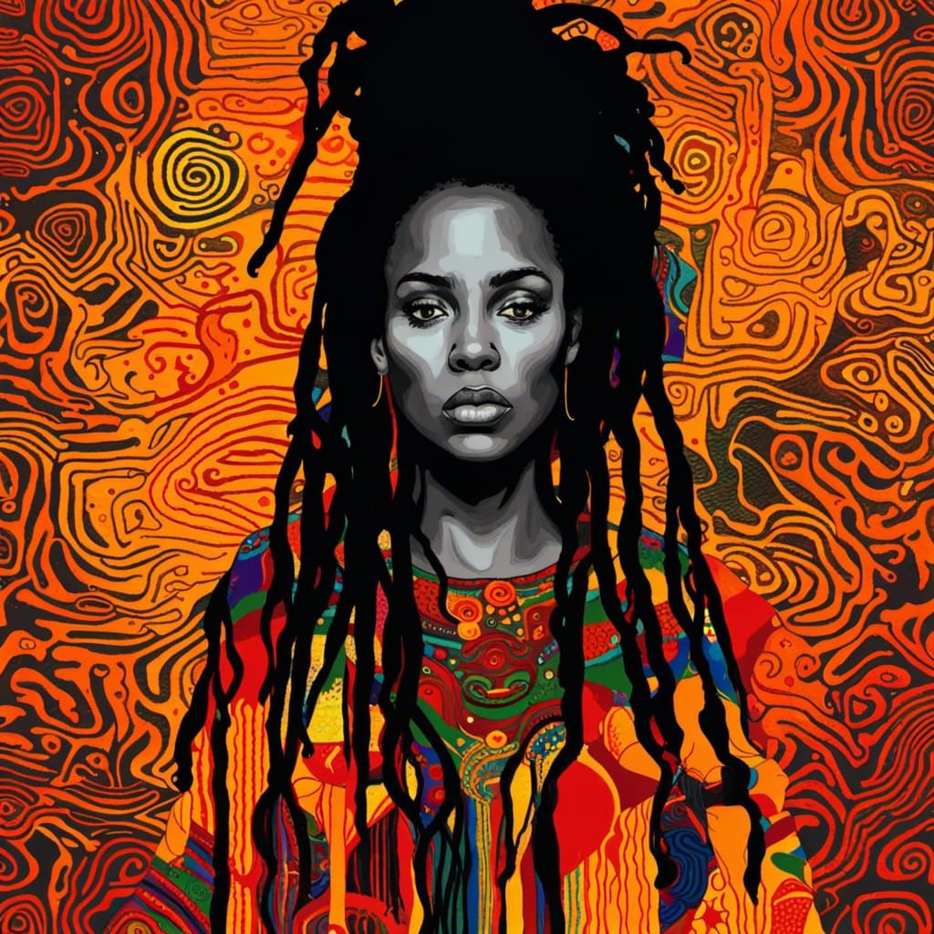 Psychedelic Portrait of Woman in Pop Art Style