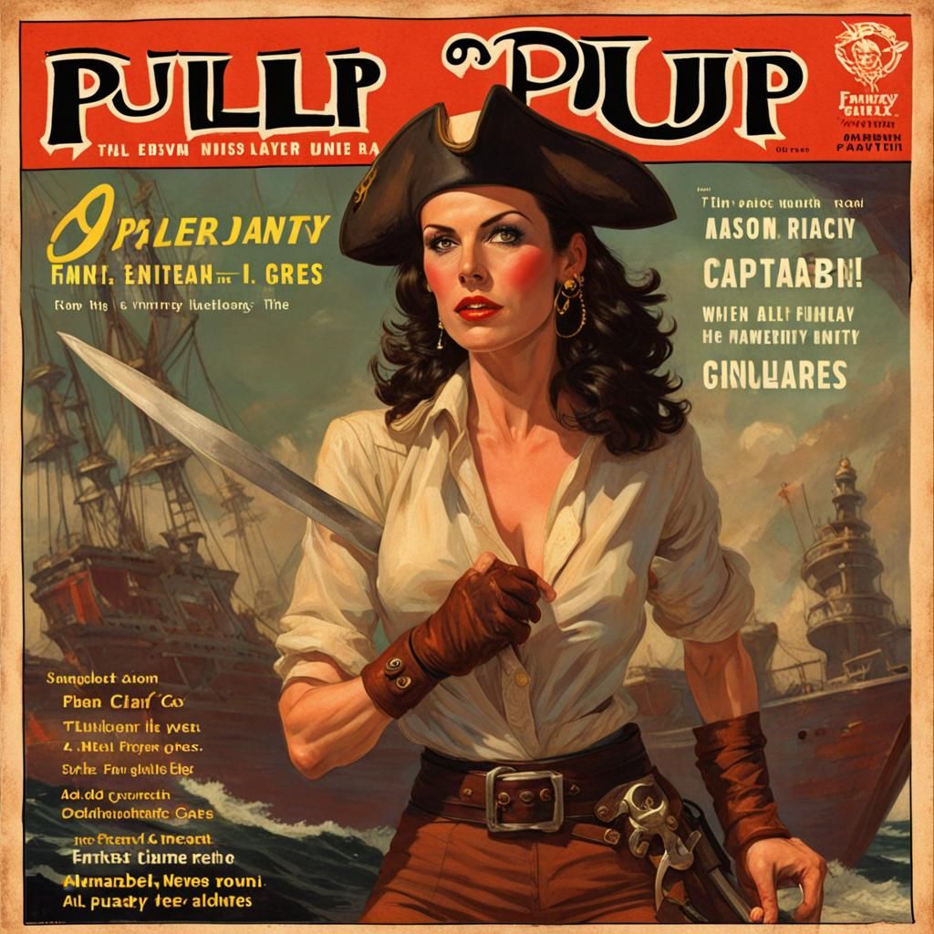 Pulp Magazine Cover: Pirate Captain Combat Scene