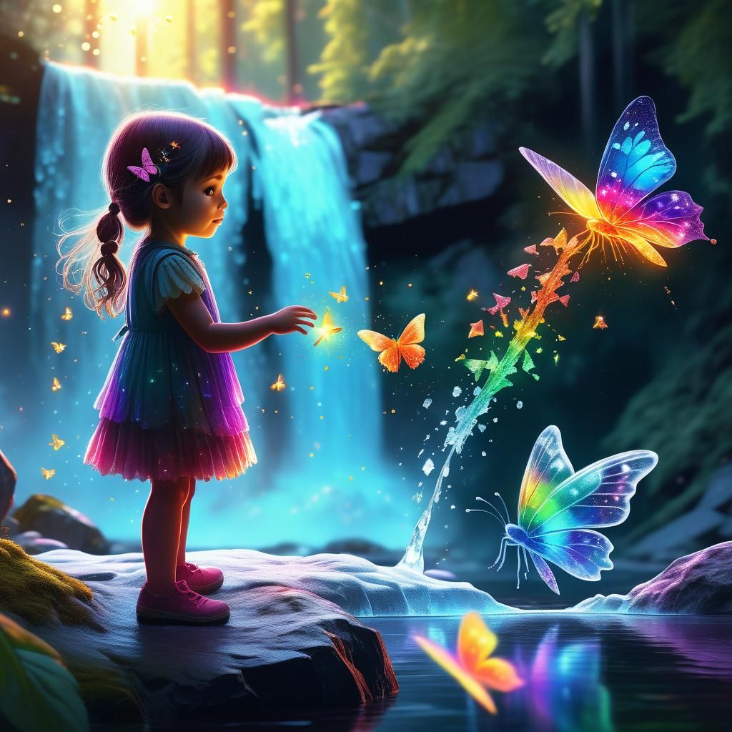 Rainbow Butterfly Fantasy: Astral Cosmic Illustration