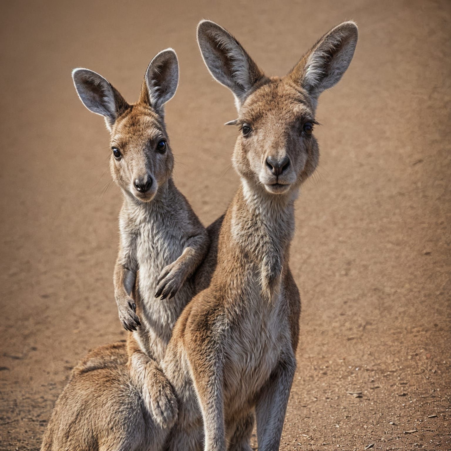 Kangaroo with Joey in Pouch: Photorealistic Image