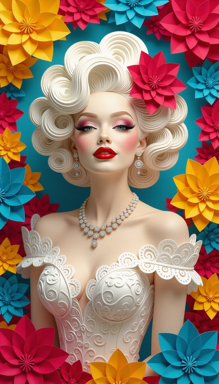 Glamorous Frustrated Woman in Escher Architecture