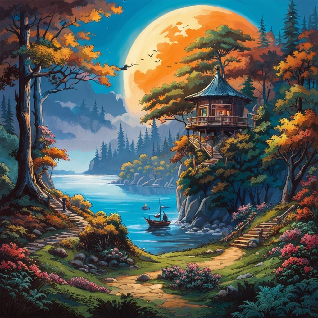 Enchanted Island Treehouse in Sci-Fi Landscape