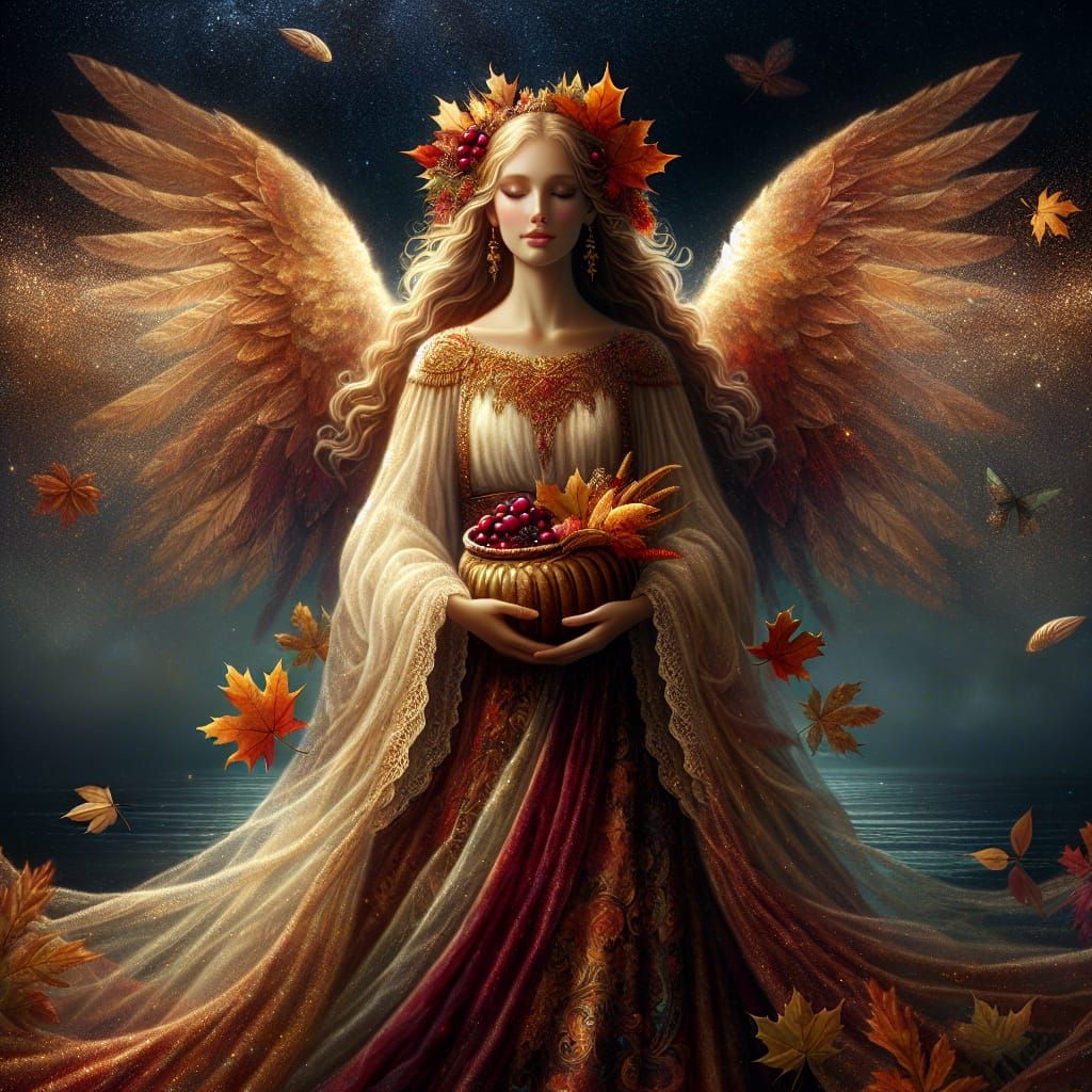 Thanksgiving Angel in Autumn Night