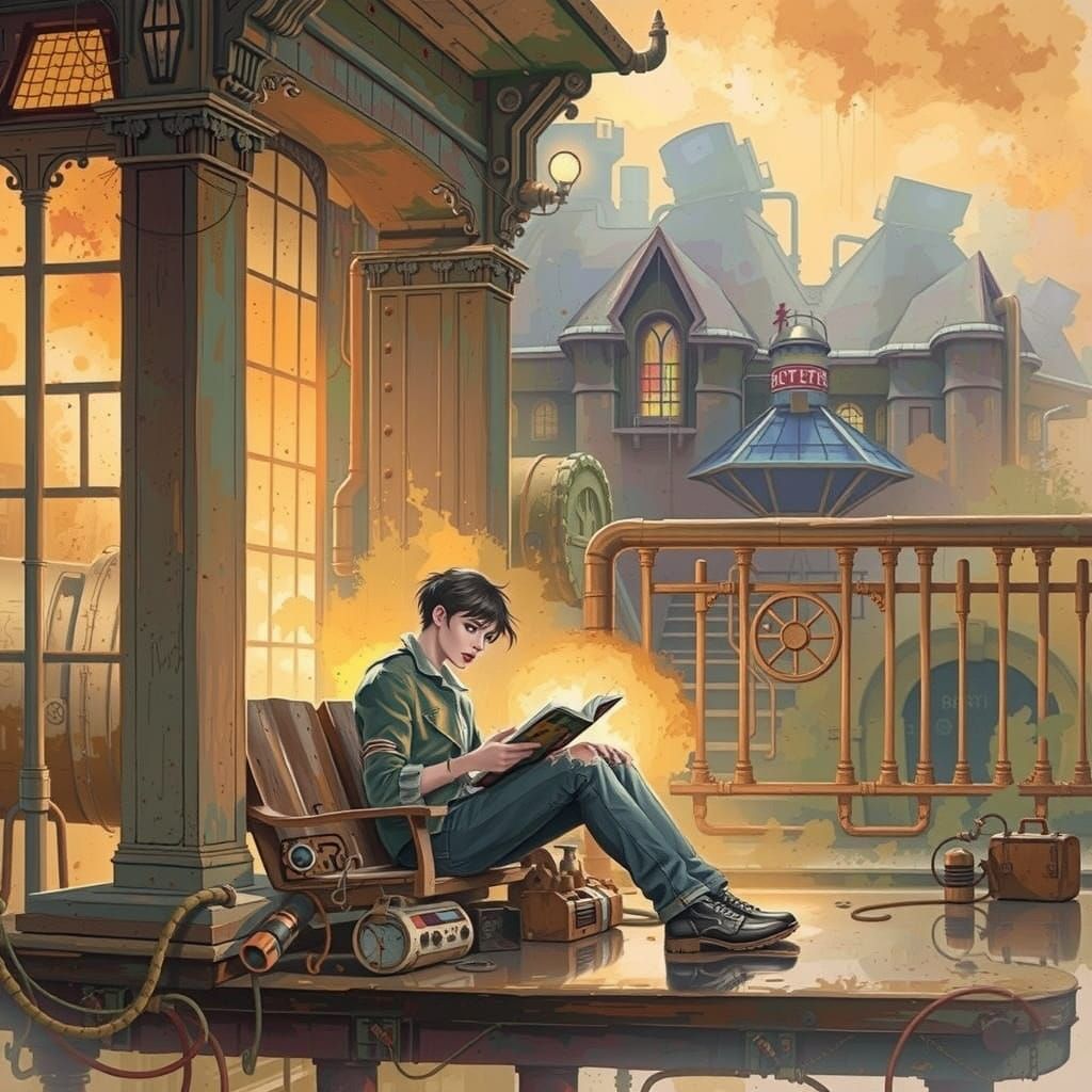 Post-Apocalyptic Woman in Sewer, Realistic Painting