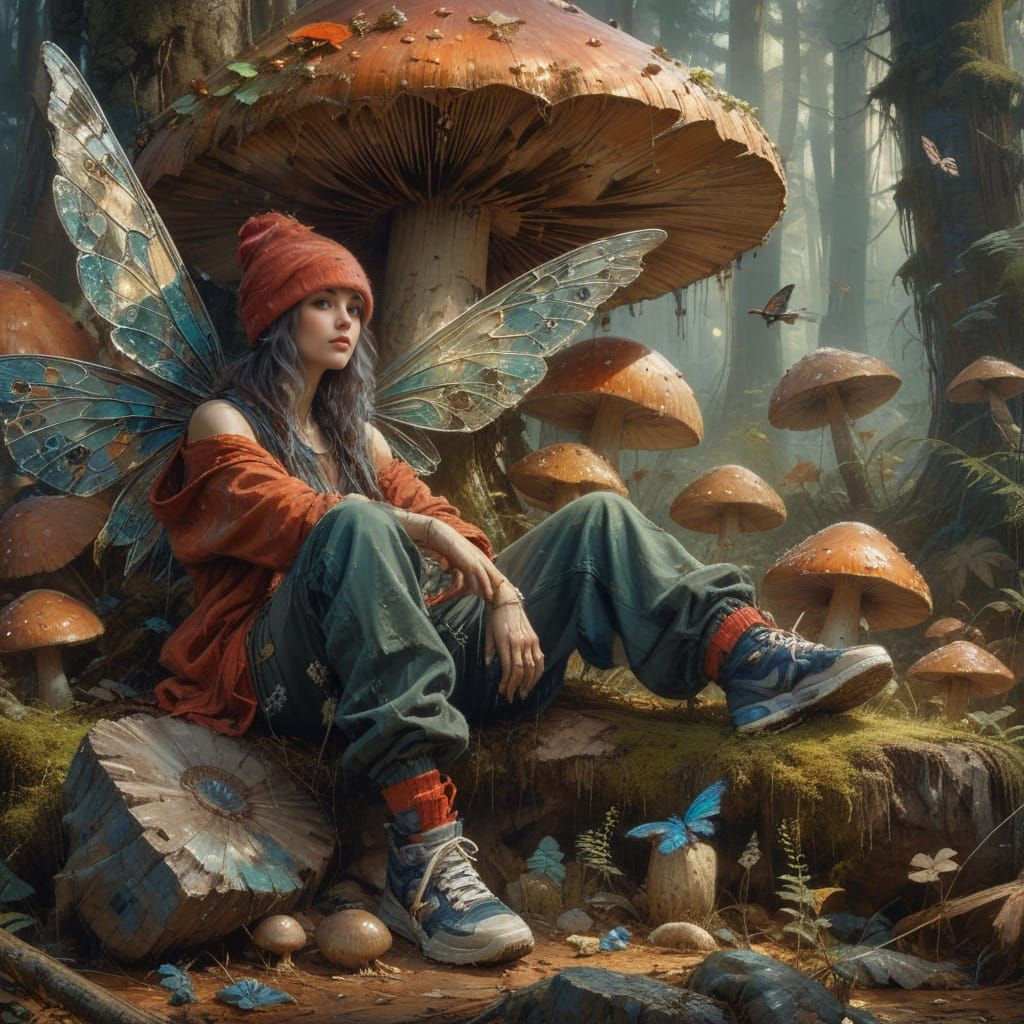 Hip Hop Fairy in Enchanted Forest Art