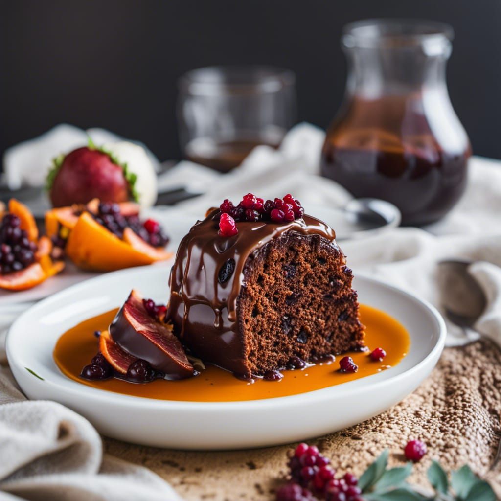 Chocolate Pumpkin Cake with Caramel Pumpkin Sauce
