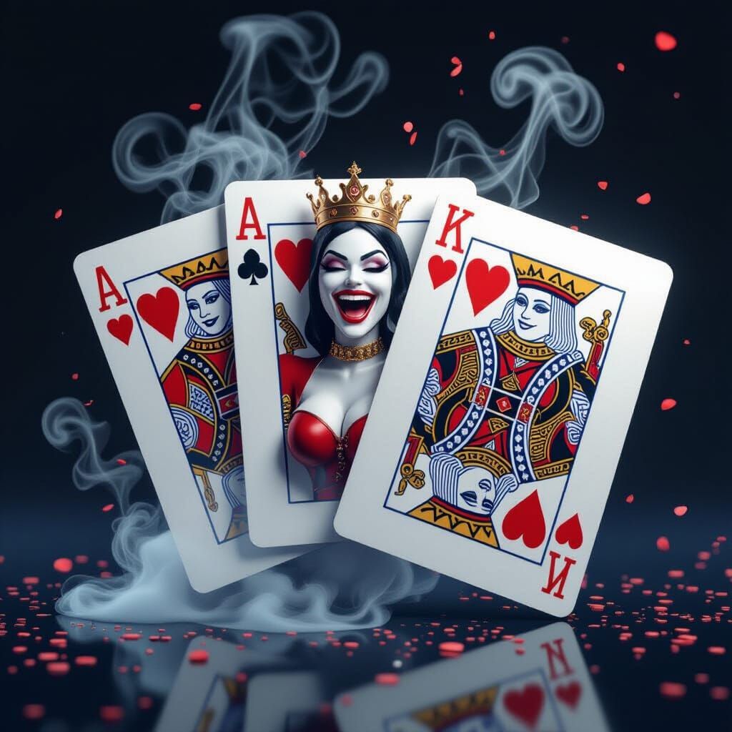 Queens and Kings Emerge from Playing Cards in Magical Smoke