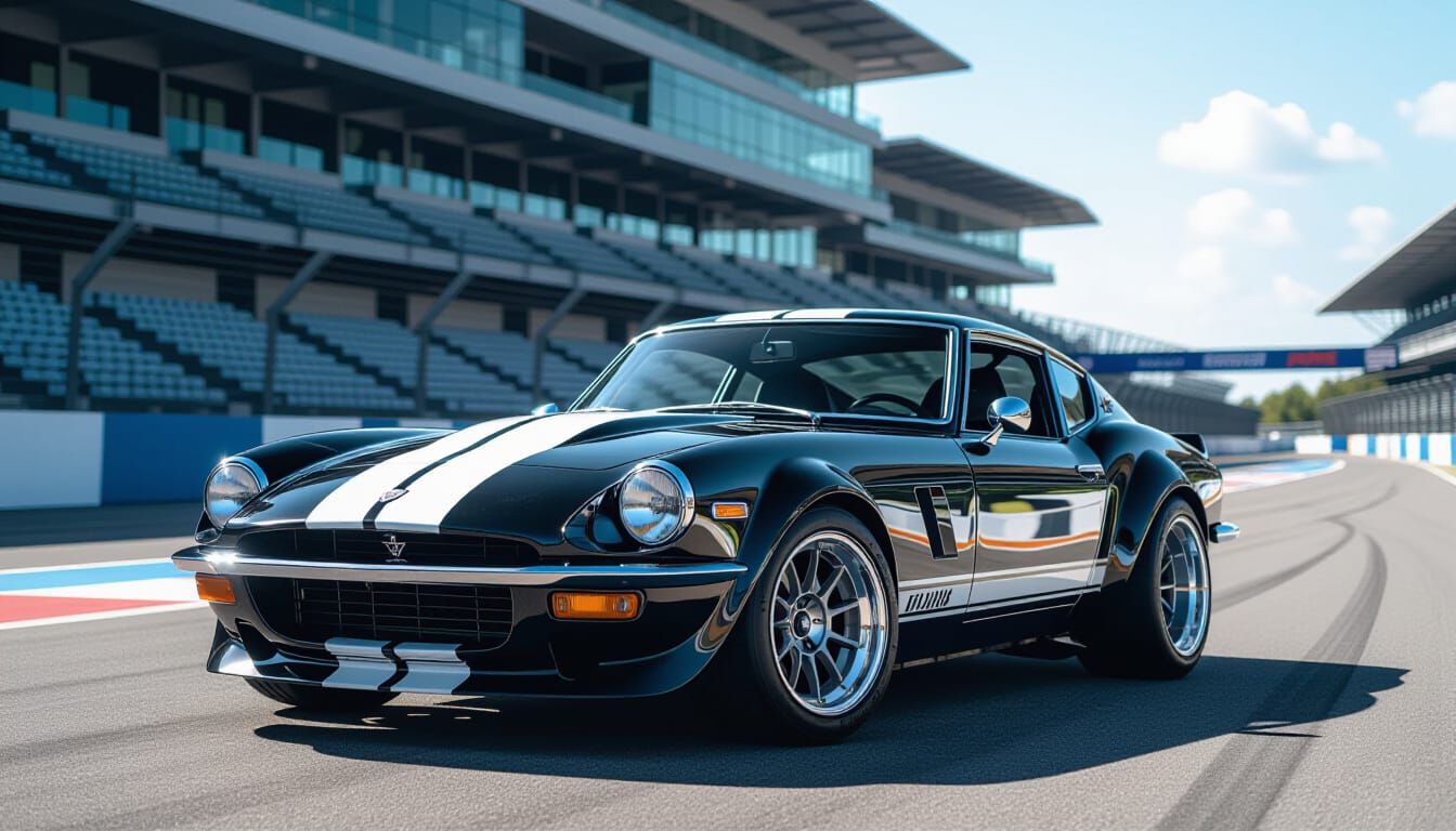 Retro-Modern Triumph GT6 Sports Car at Racetrack