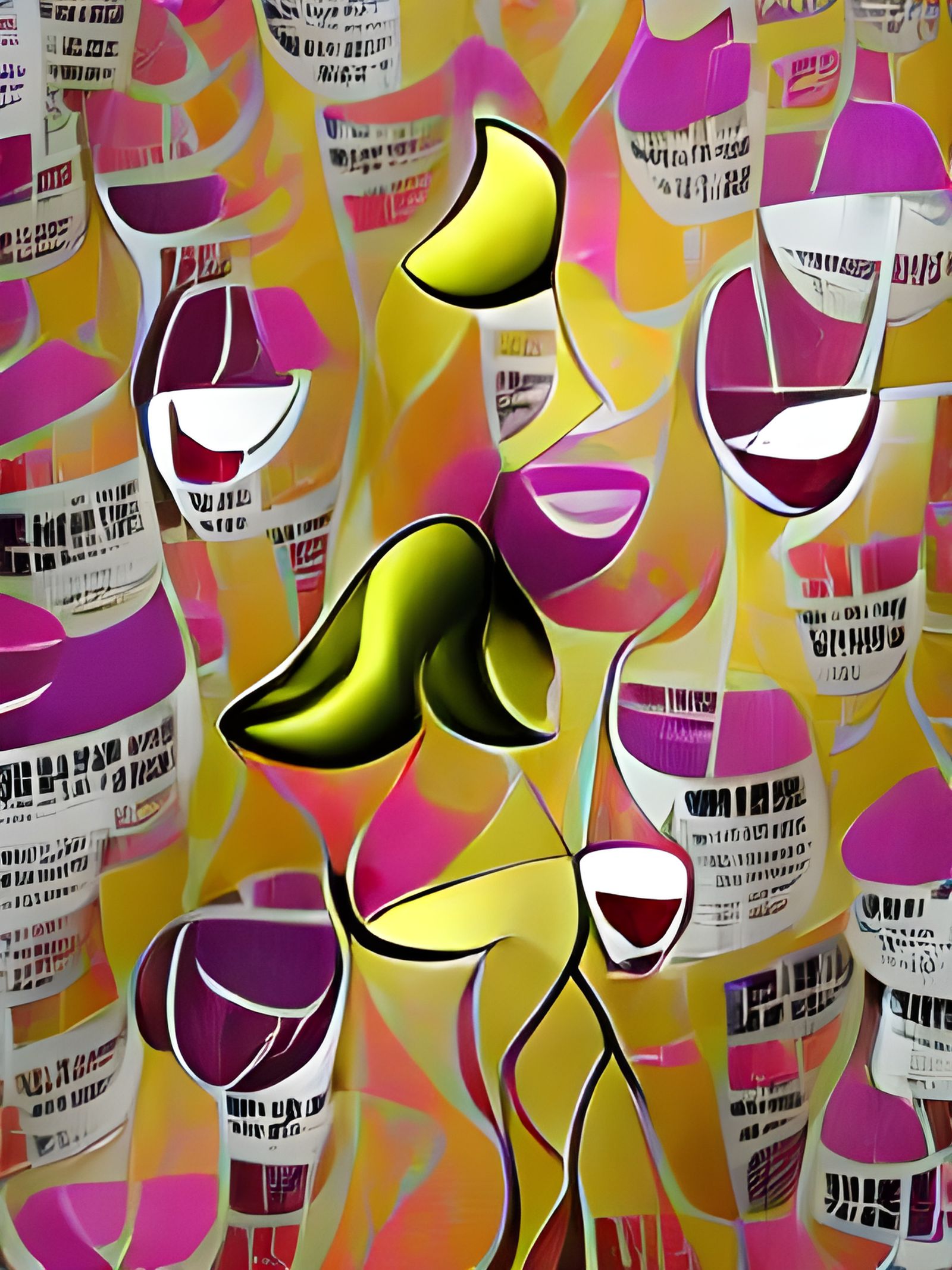 Wine Bottle in Pop Art Style on Matte Background