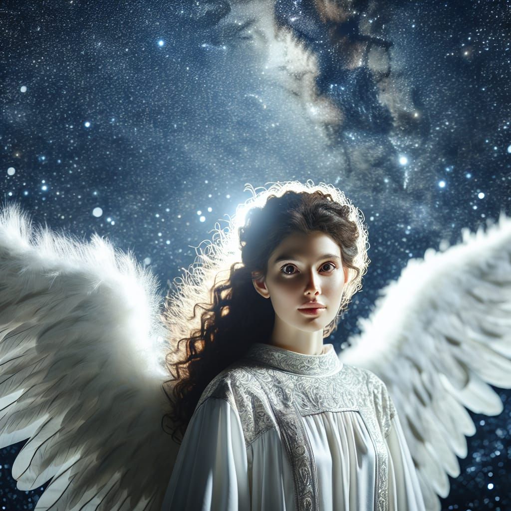 Jewish Woman Angel Soaring at Night
