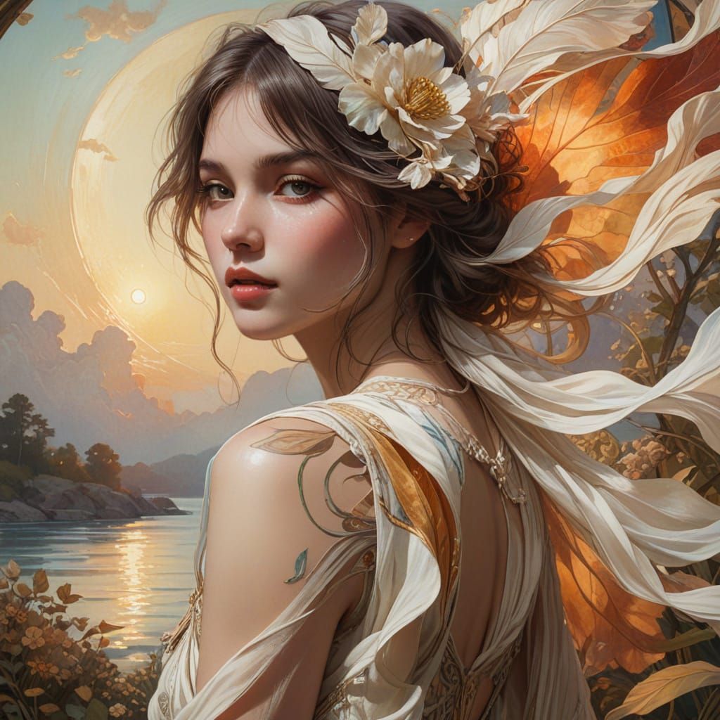 Ethereal Beauty in Impressionist Style