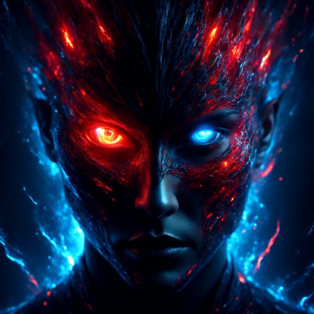 Glowing-Eyed Android in Horror Digital Art