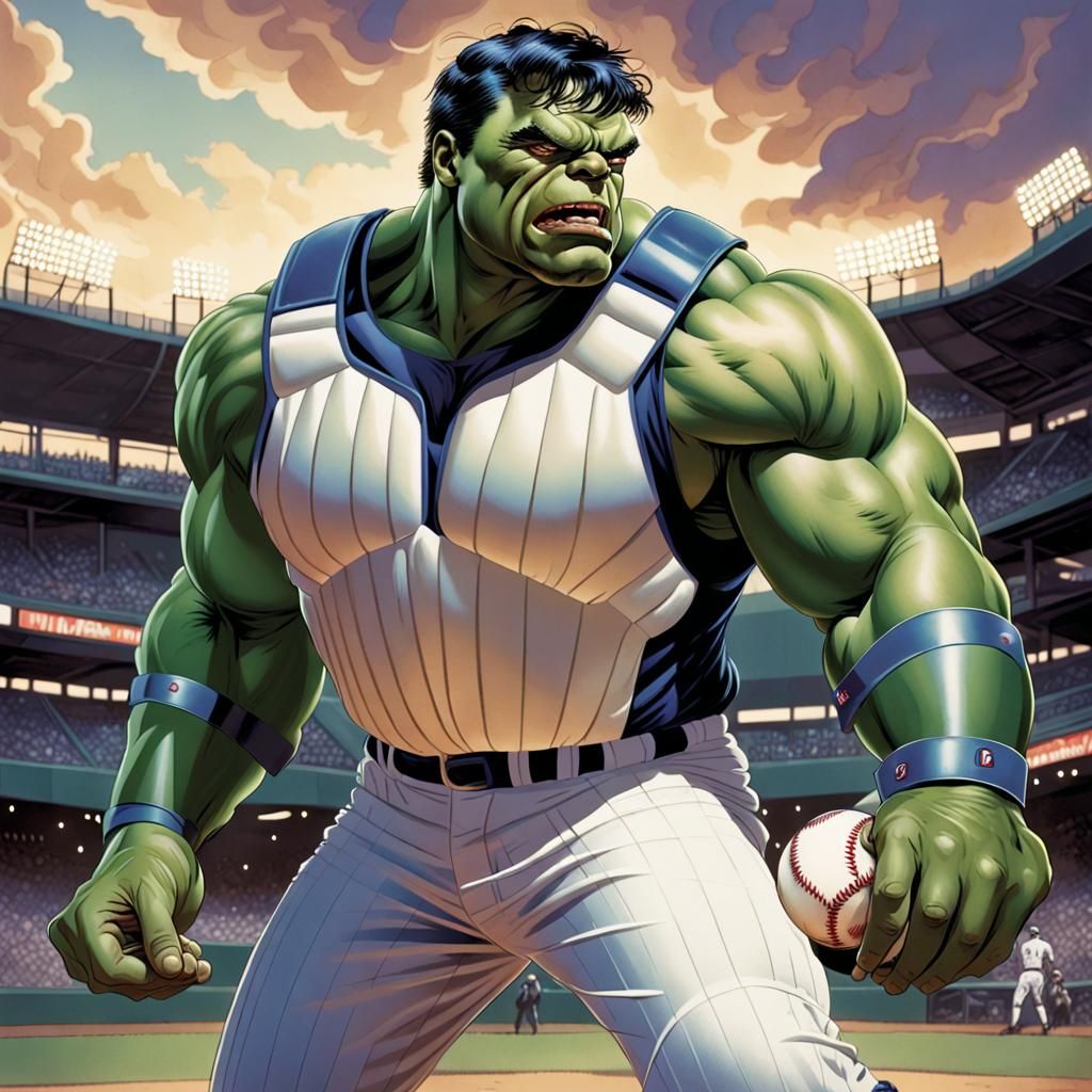 Hulk playing baseball