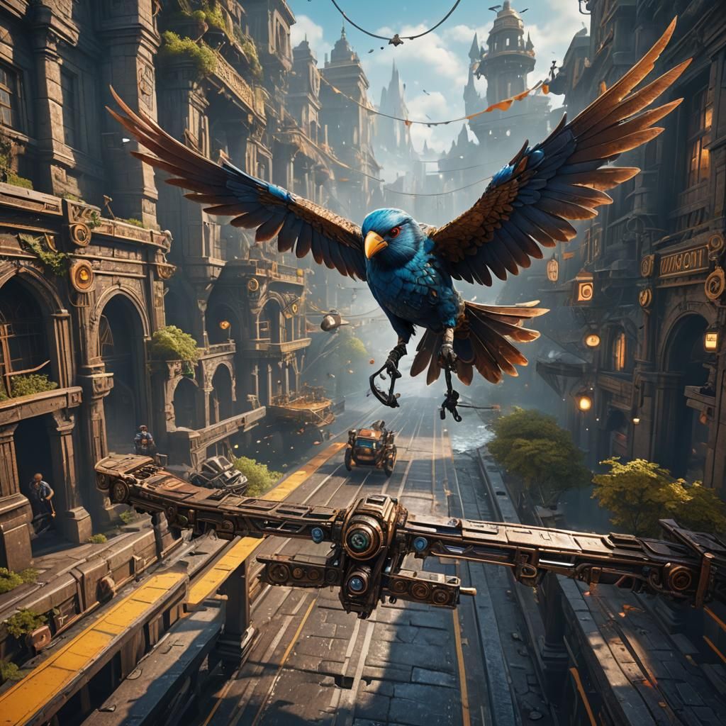 Mechanical Winged Bird Victory in Fantasy Art