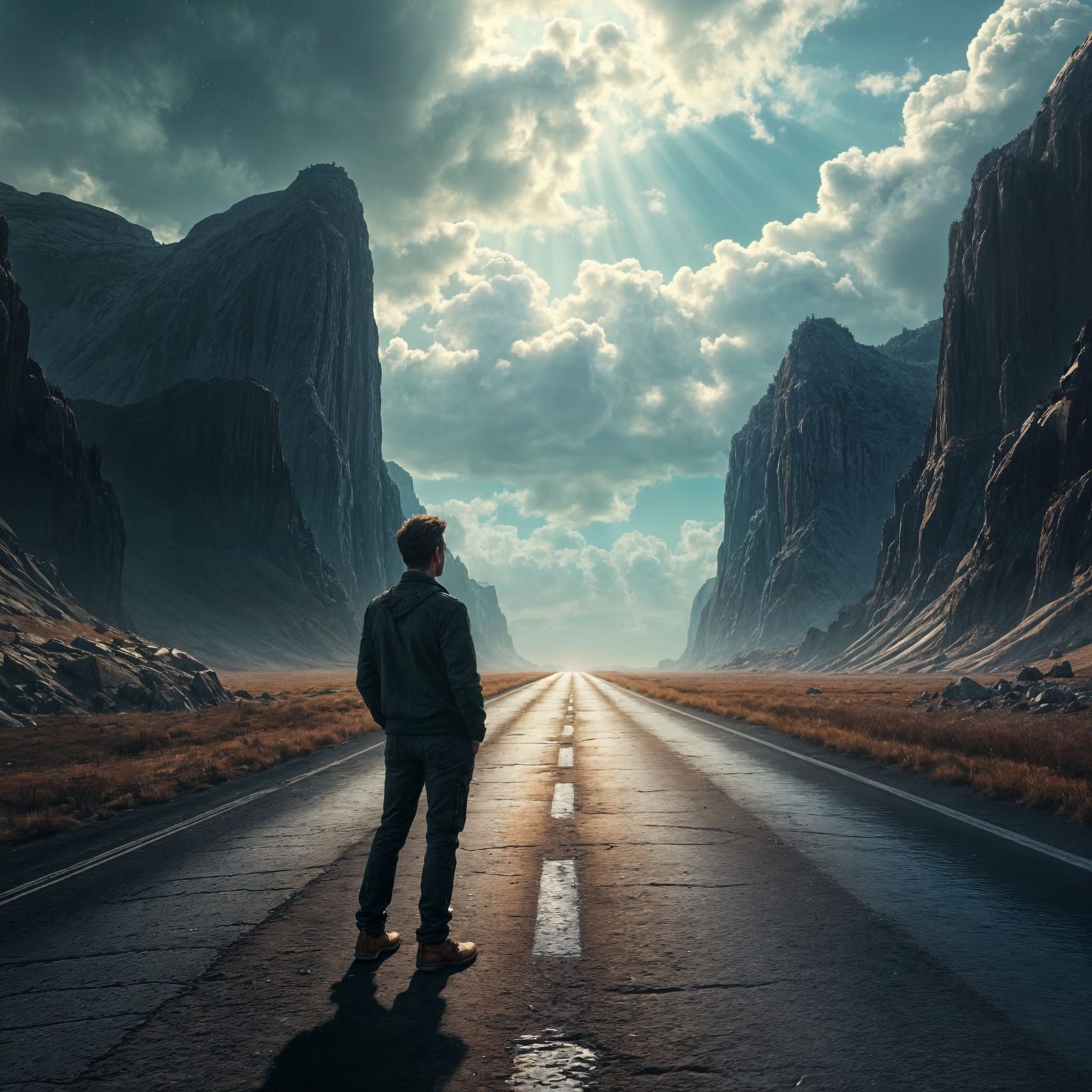 Man Ponders Destiny at a Crossroads