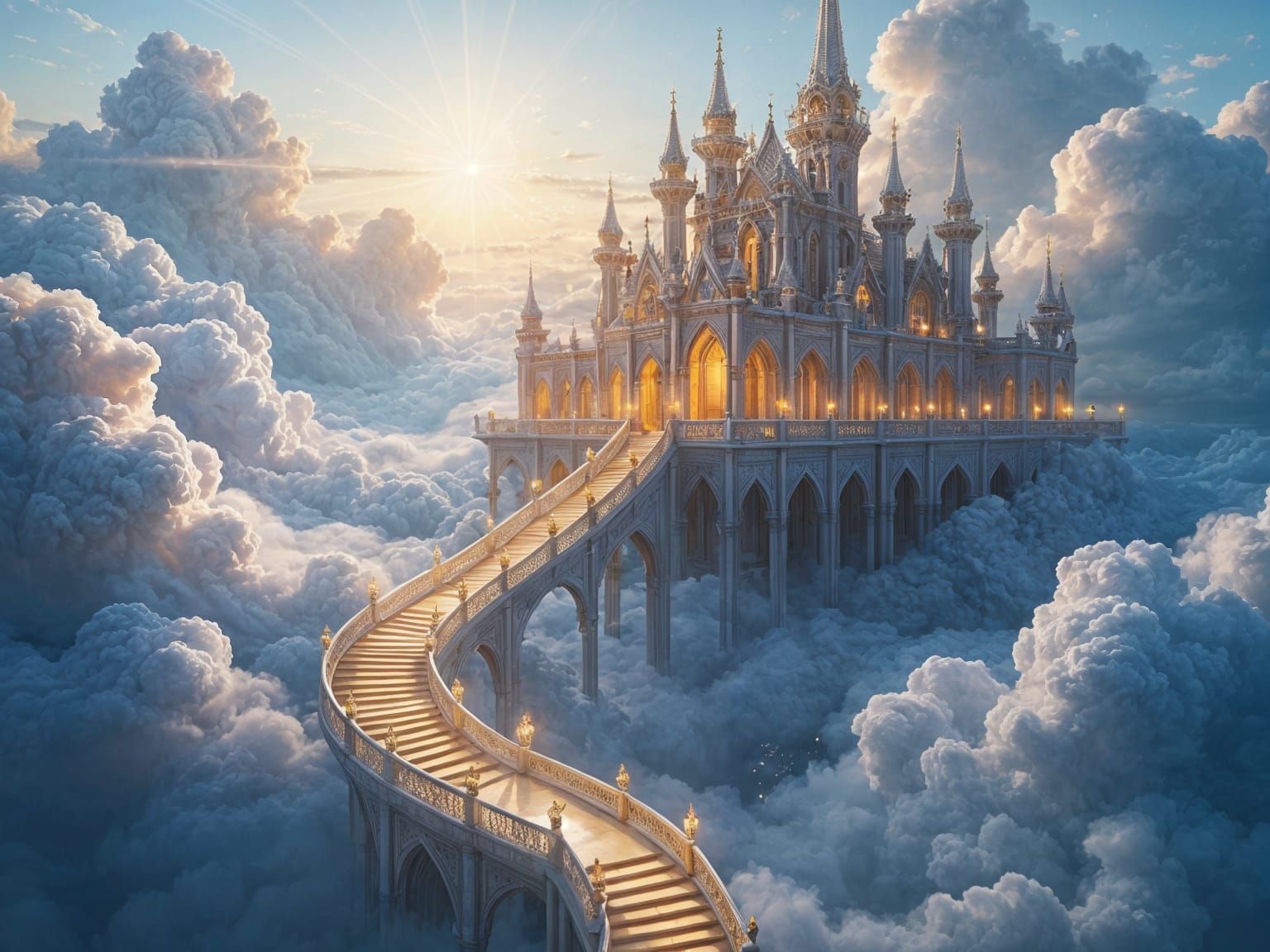 Ethereal Cloud Palace: Digital Matte Painting