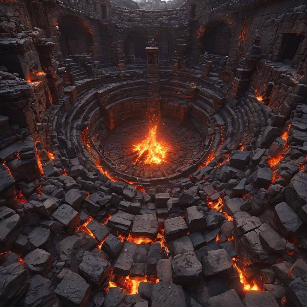 Epic Nighttime Fire Scene in Cinematic Digital Painting Styl...