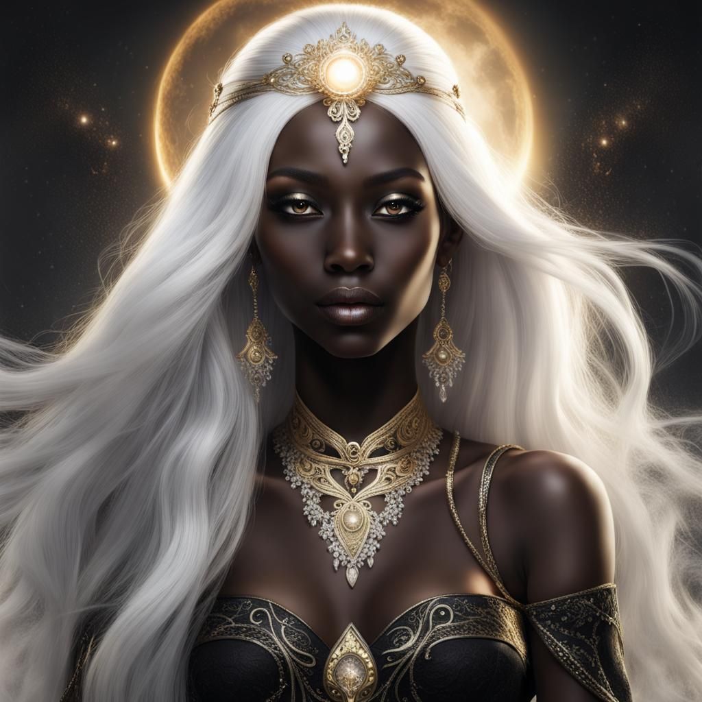 Beautiful Eclipse Princess Portrait in Ethereal Style