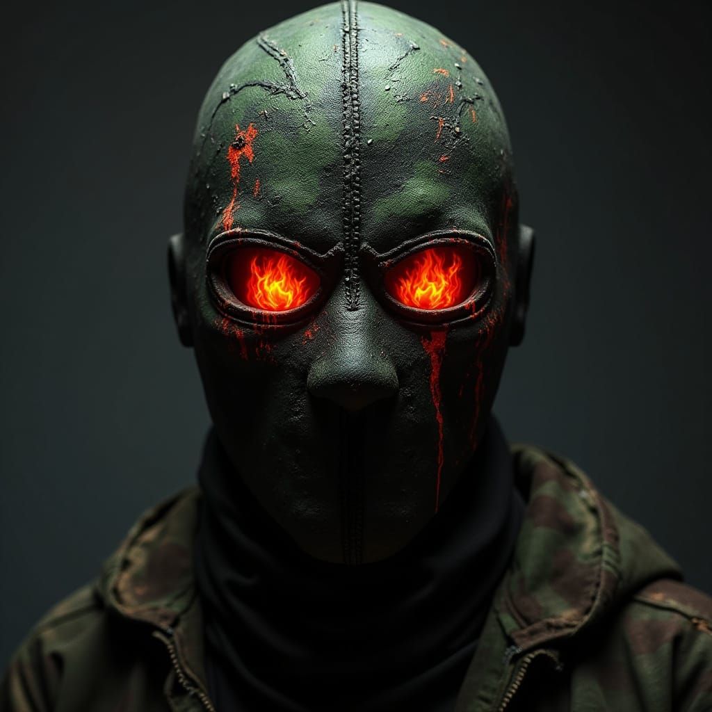 Gritty Balaclava Mask with Graffiti in Street Punk Style