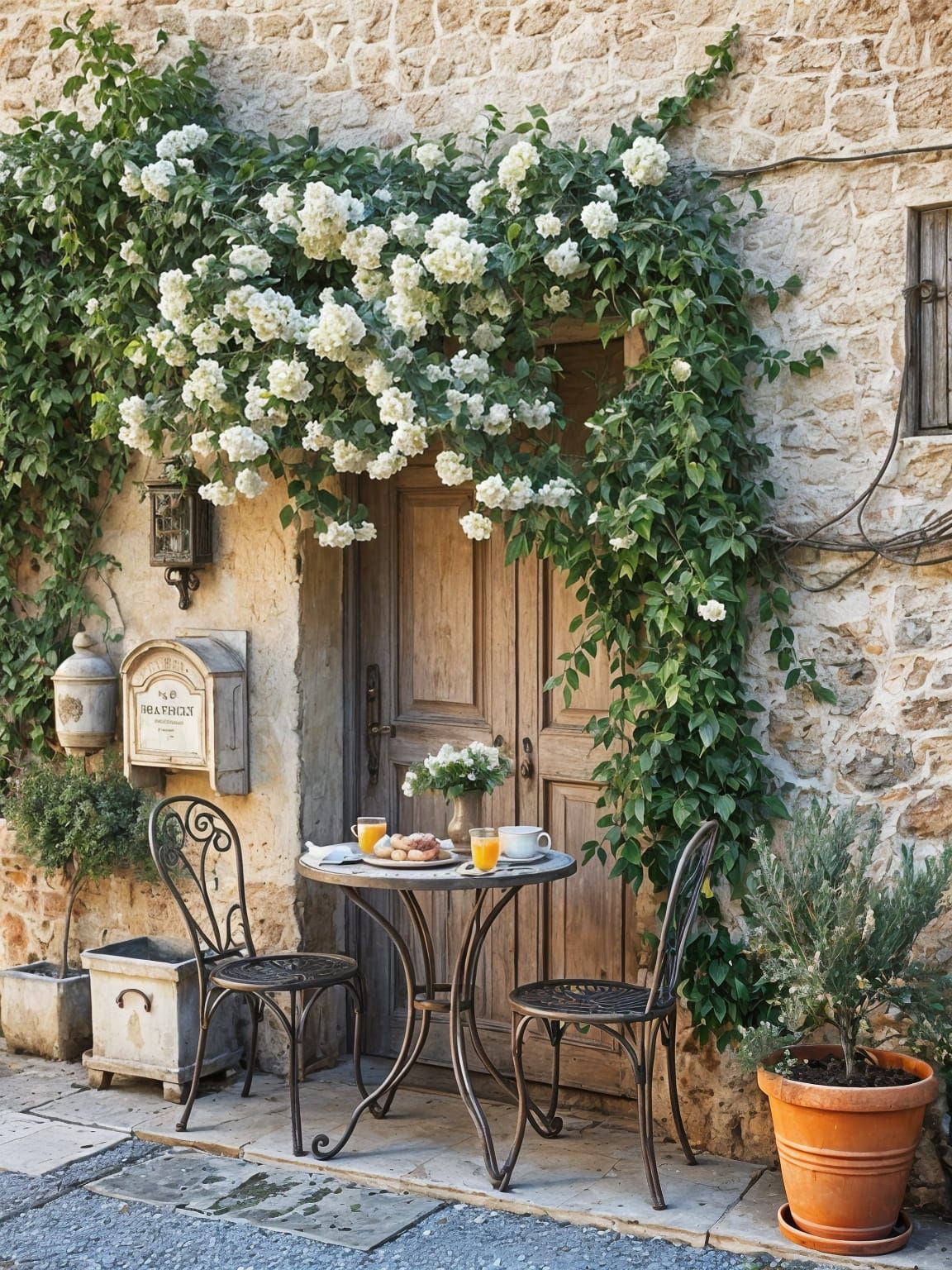 Charming French Door with Vines in Provence