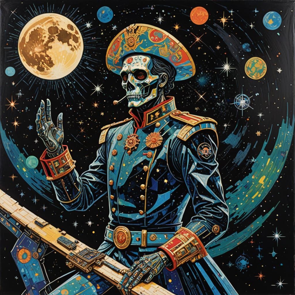 Majestic Cybernetic Matador in Holographic Space Tavern