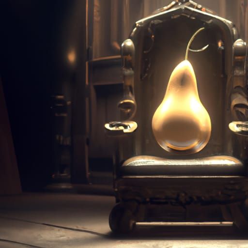 Pear on Gold Throne: Dark Fantasy Concept Art