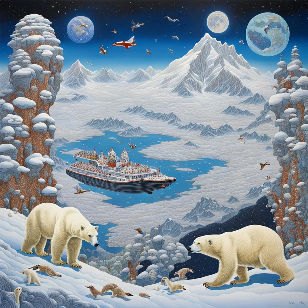 Surreal Arctic Landscape in Enamel Style