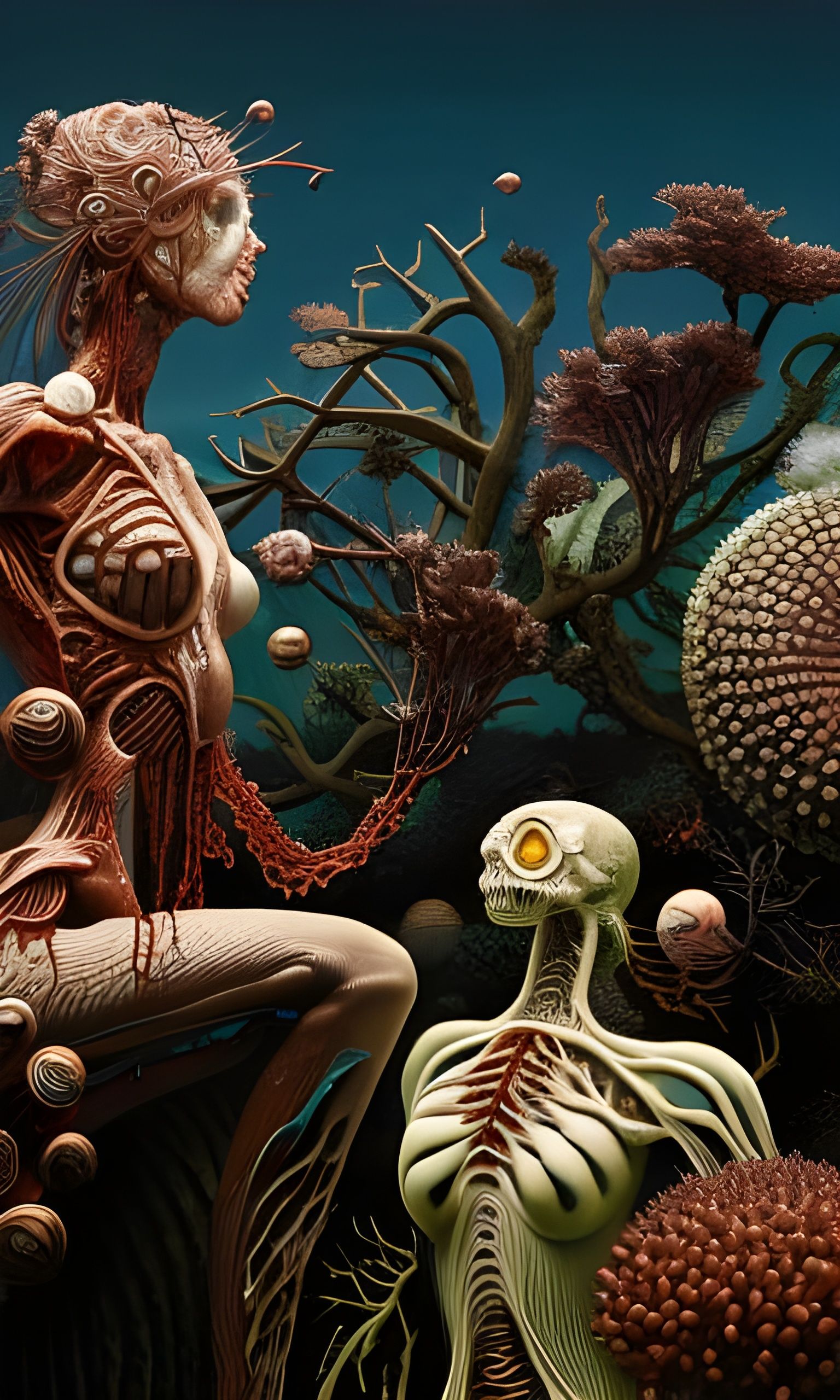 Barnacle Mermaid Zombie Collage in Grotesque Style