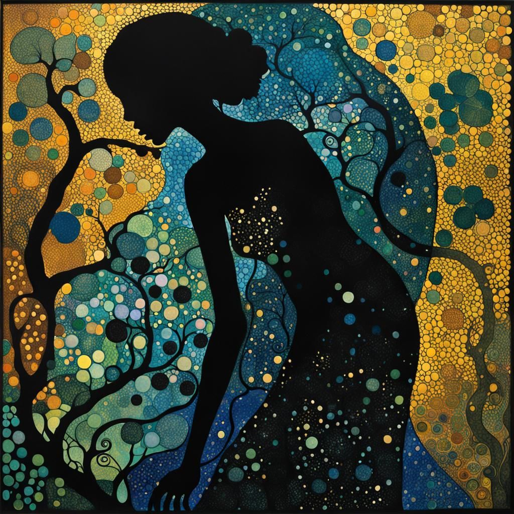 Ornate Silhouette in Symbolist Style