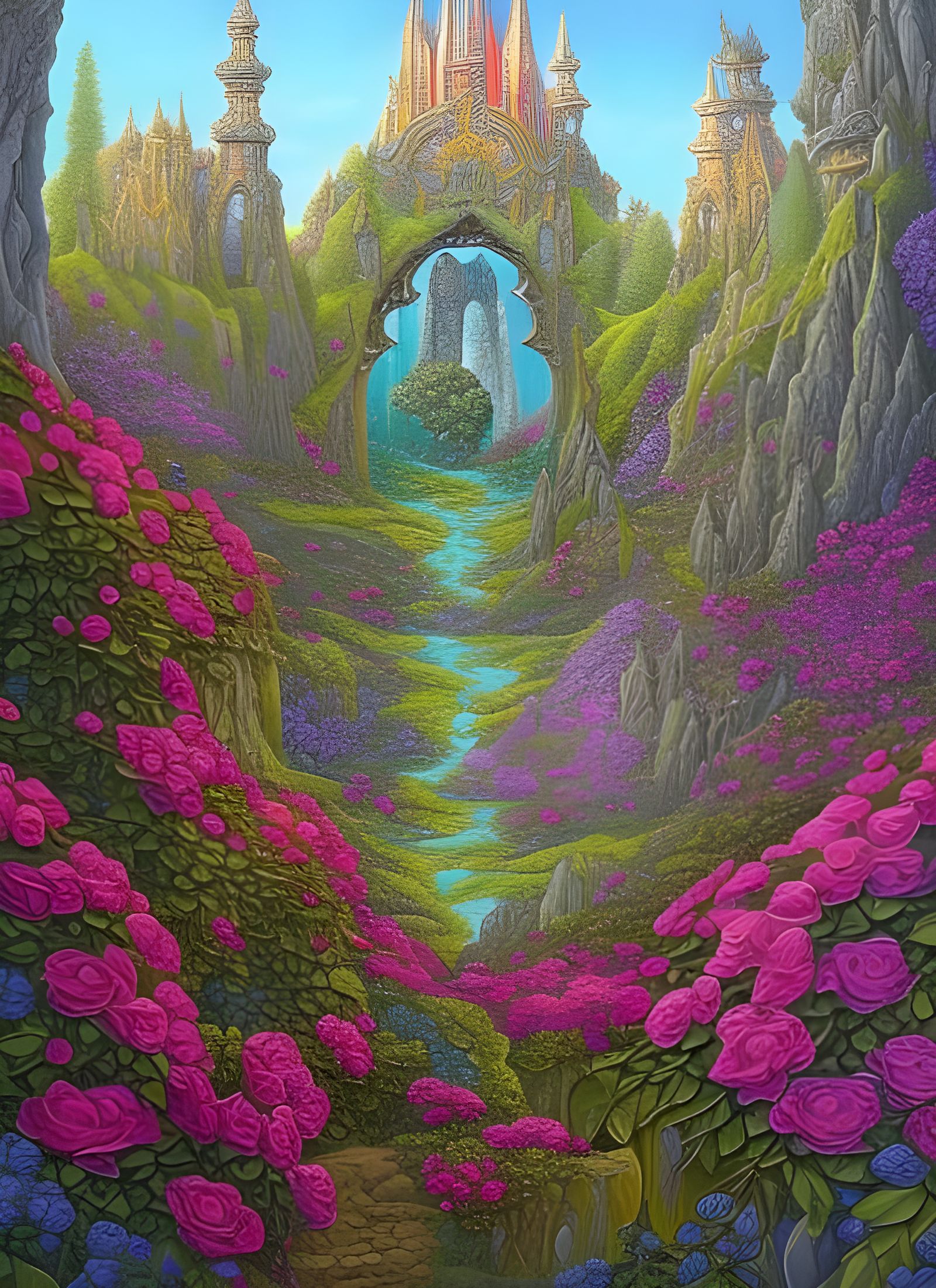 Elven Woods: Blossom Towers with Portal of Light