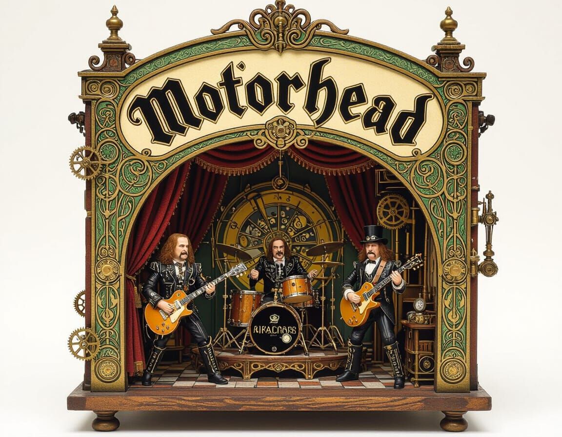 Steampunk Art Nouveau Motorhead Poster Diorama