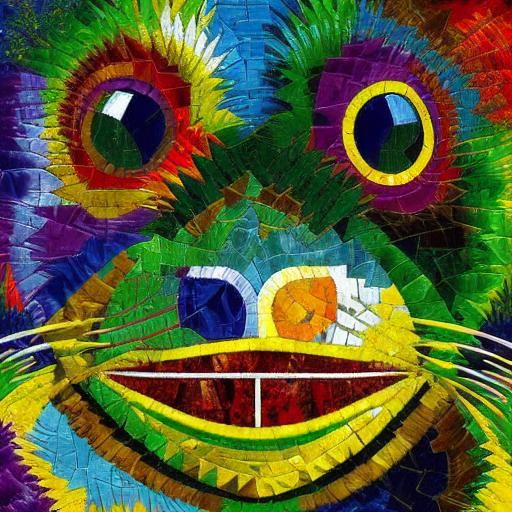 Laughing Animal in Mosaic Patchwork Style