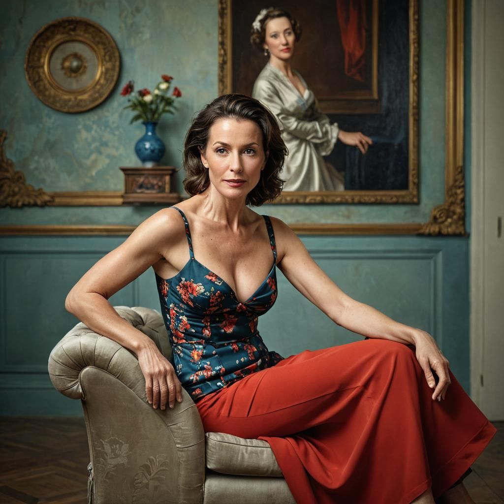 Elegant 40-Year-Old Woman: Hyperrealistic Portrait